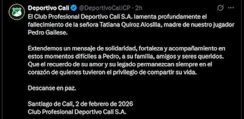 Deportivo Cali confirmó la muerte