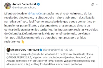 El exministro cuestionó al concejal antioqueño - crédito @andrescamachom_/X