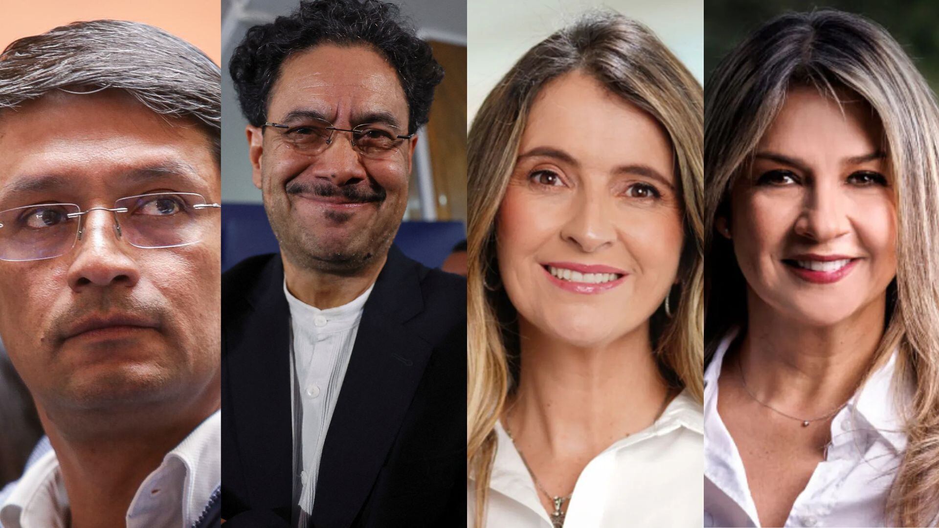 Camilo Romero, Iván Cepeda, Paloma Valencia y Vicky Dávila, candidatos presidenciales e integrantes del Pacto Amplio y Gran Consulta por Colombia - crédito Cristian Bayona/Colprensa/Luisa González/REUTERS/@PalomaValenciaL/X/Vicky Dávila Facebook