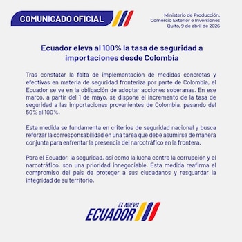 La decisión, dada a conocer el 9 de abril de 2026, empezará a regir a partir del 1 de mayo y representa un aumento significativo frente al 50% que estaba vigente hasta ahora - crédito Ministerio de Producción