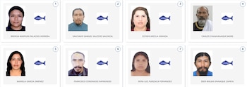Cuatro paneles muestran fotografías de cuatro hombres con nombres debajo y símbolo. Candidatos a diputados por Piura
