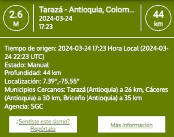 Temblor en Colombia