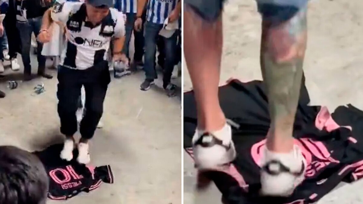 Aficionados de Monterrey pisan la playera de Messi tras triunfo sobre Inter Miami - Infobae