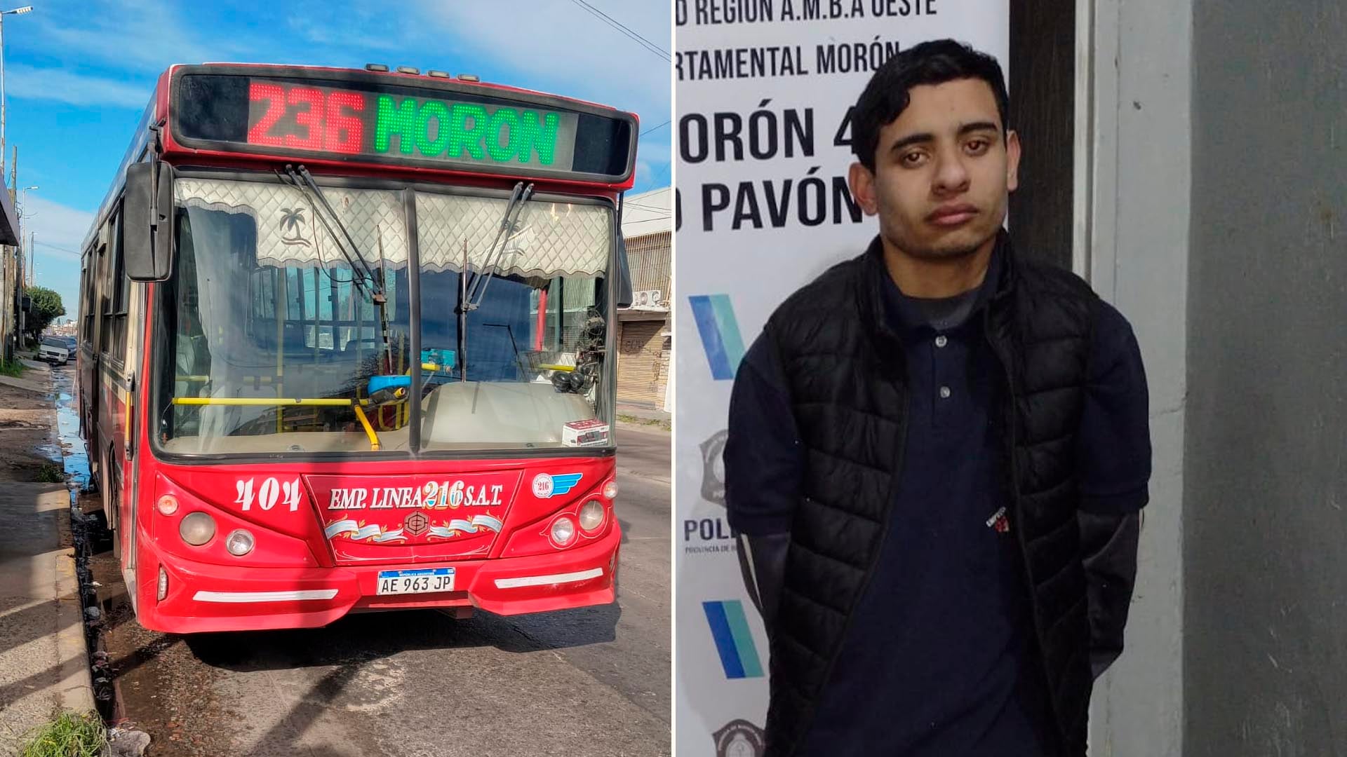 Un hombre fue detenido en Morón tras sustraer un colectivo de la Empresa Línea 216 en el partido de Merlo.