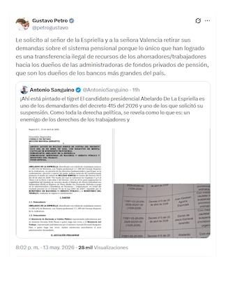 Gustavo Petro y su petición a Abelardo de la Espriella y Paloma Valencia