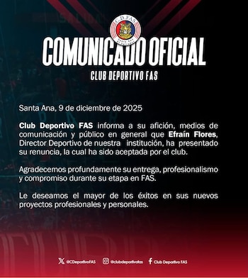 El club agradeció a Efraín