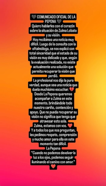 El comunicado de Jair Hourcade, La Pepona, sobre la visión de Zulma Lobato