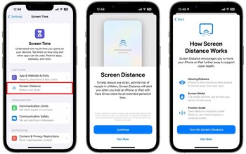 Desactivar la función Screen Distance