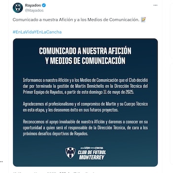 Comunicado oficial de Rayados (X/