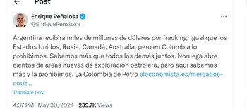 Enrique Peñalosa crítica la política ambiental del Gobierno de Gustavo Petro - crédito @EnriquePenalosa