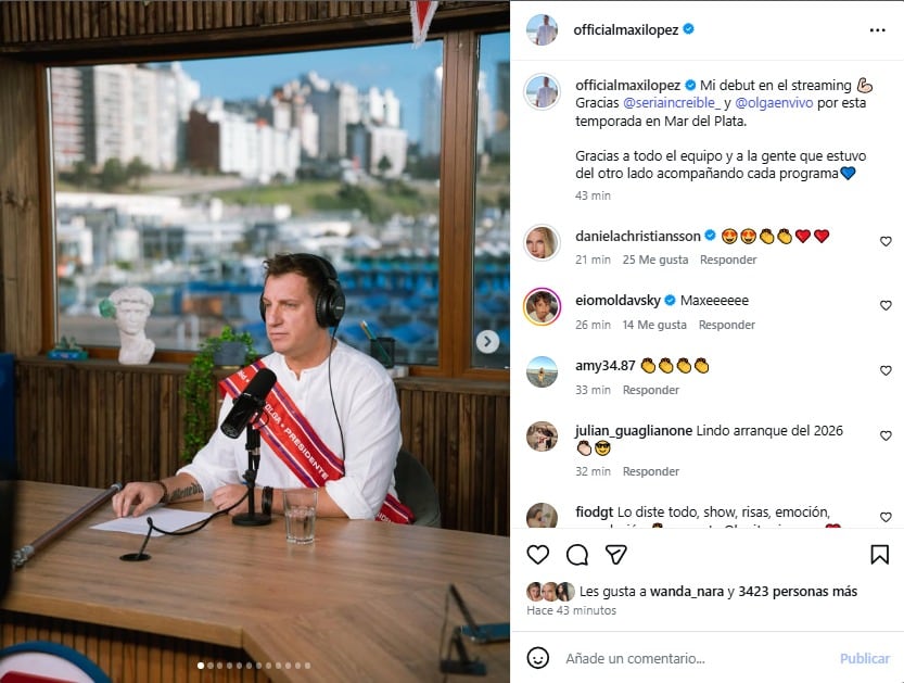 El posteo de Maxi en simultaneo al de Daniela