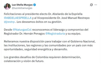 Luz Stella Murgas, presidenta de Naturgas, anotó que los grandes desafíos de Colombia requieren determinación - crédito @LuzStellaMurgas/X