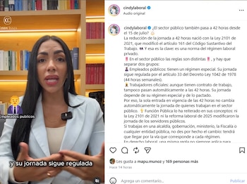 Isaza compartió el video el miércoles 8 de julio de 2026 - crédito @cindylaboral/IG