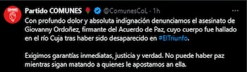Partido Comunes lamentó la muerte
