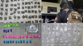 Parte de las drogas aseguradas en los tres cateos. Crédito: SSC