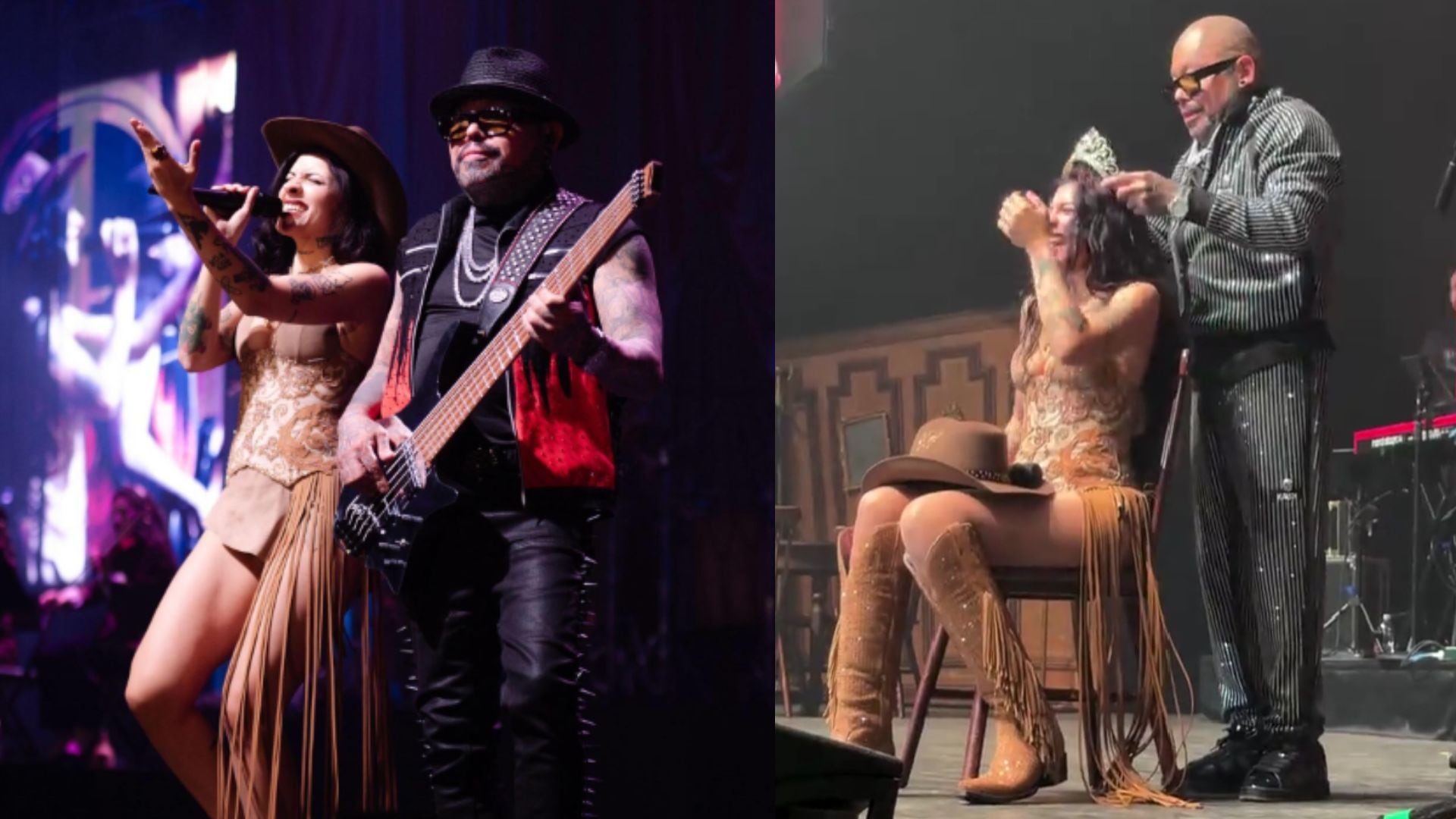 Cazzu compartió escenario con A.B. Quintanilla, quien tocó el bajo y le habló sobre el sacrificio y los sueños ante miles de fanáticos en San Antonio, Texas.(Captura de pantalla @cazzu / @cazzuglobal)