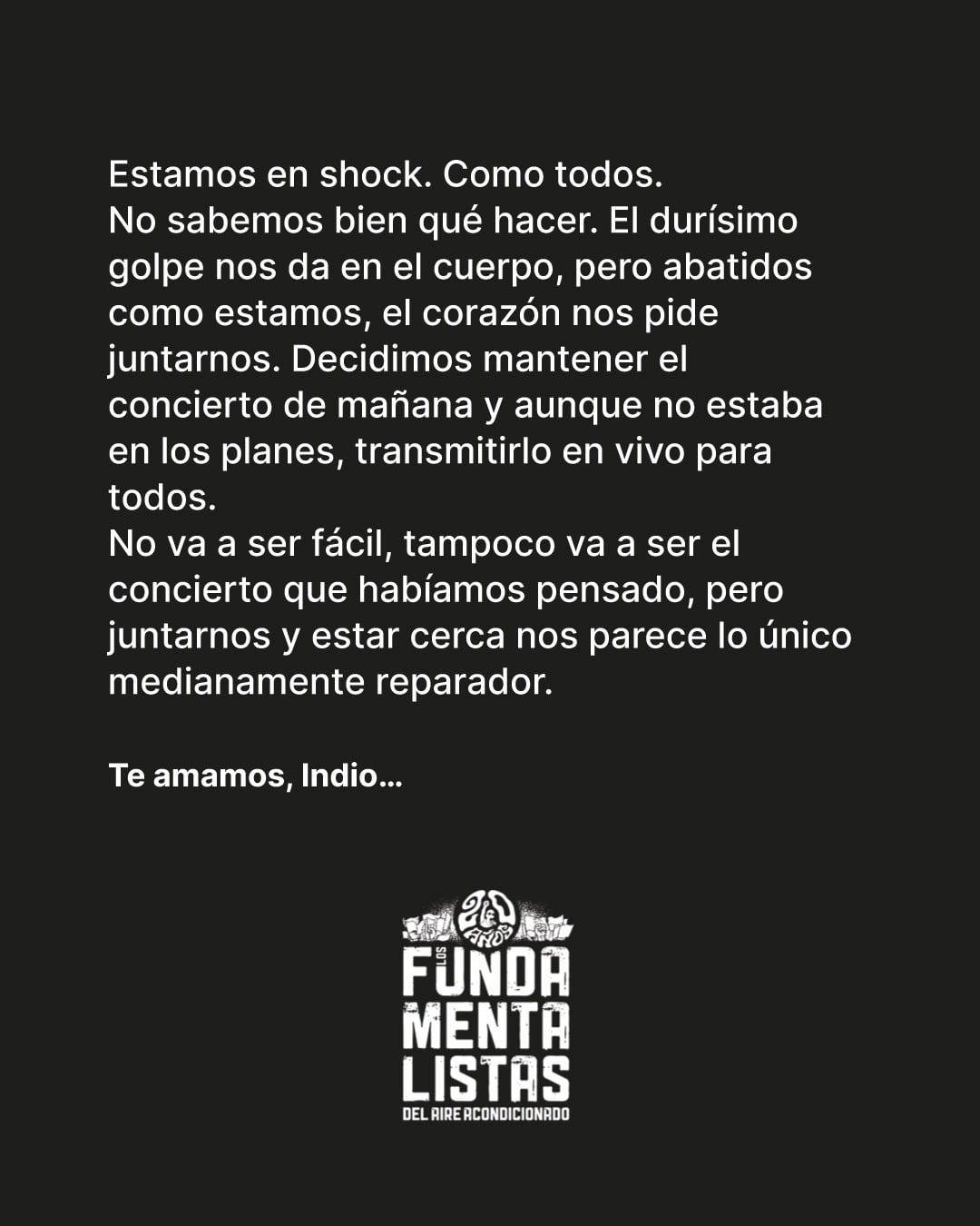La banda confirmó que el concierto será transmitido en vivo