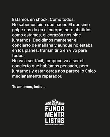 La banda confirmó que el concierto será transmitido en vivo