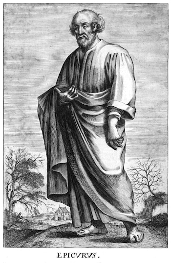 Grabado de Epicuro realizado por
