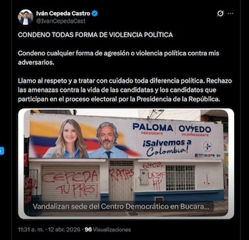 Una declaración publicada a través de redes sociales por el candidato del Pacto Histórico deslinda cualquier vínculo con los hechos ocurridos y recuerda la importancia de preservar garantías para todos los aspirantes - crédito X