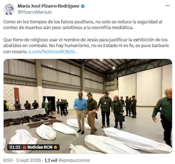 María José Pizarro criticó la exhibición de muertos tras operativo en Guaviare - crédito @PizarroMariaJo/X