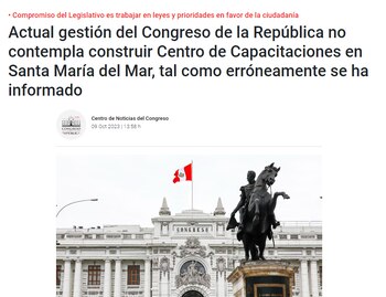 Comunicado del Congreso que busca invalidar acusaciones con medias verdades. Captura Congreso.