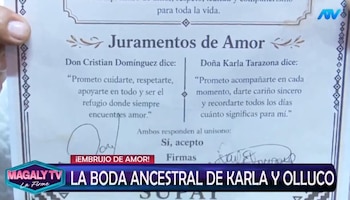 Karla Tarazona y Christian Domínguez realizan boda ancestral antes de su matrimonio civil. Captura: Magaly TV La Firme.