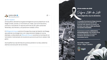 Este fue el mensaje del gobernador Andrés Julián Rendón y el alcalde de Salgar sobre el fatal accidente - crédito @AndresJRendonC/X - Alcaldía de Salgar/Facebook