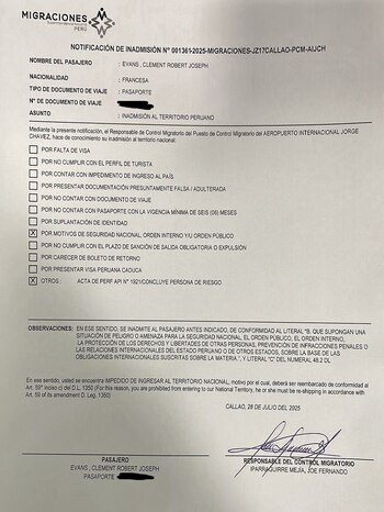 Evans Clément fue impedido de