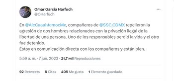 Omar García Harfuch se pronunció