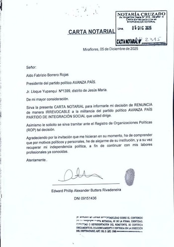 Carta de renuncia de Phillip