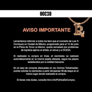 Ocesa anunció la cancelación del