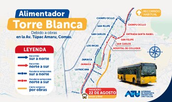 Ruta Alimentador Torre Blanca. (Foto: