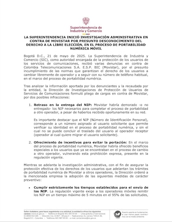 La Superintendencia de Industria y