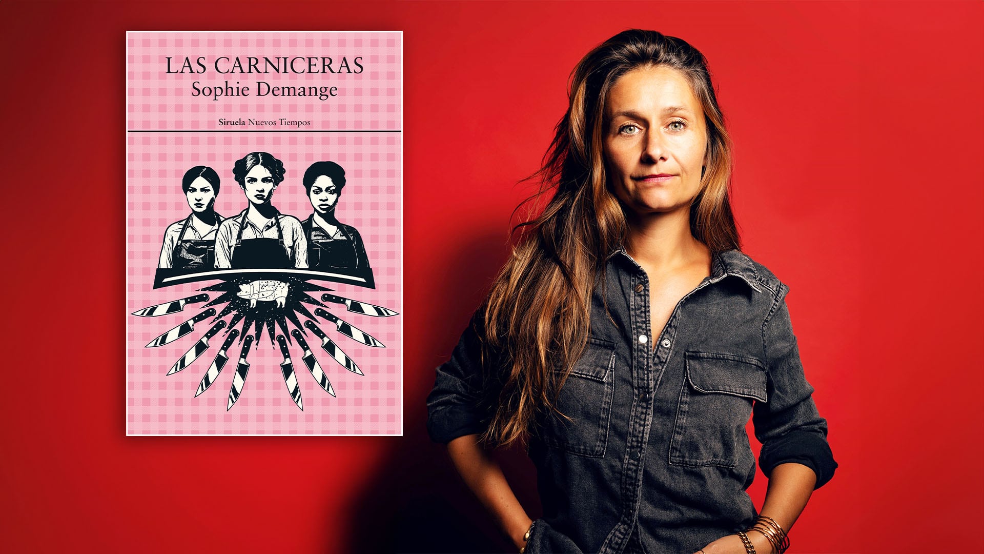 La autora Sophie Demange posa junto a la portada de su novela