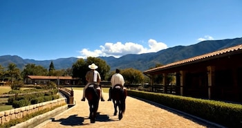 Westcol inició su transmisión con el expresidente Álvaro Uribe con imágenes en IA de ellos dos montados a caballo - crédito Westcol