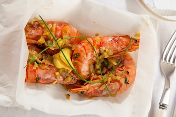 Receta de gambas al papillote