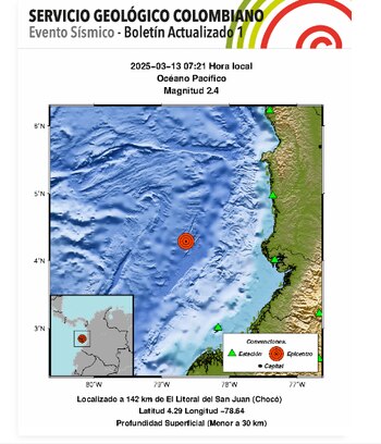 Evento sísmico en el Océano
