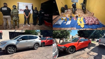 Cateo en Guaymas deja un detenido, casi 2 mil 900 envoltorios de droga y dos autos robados en Estados Unidos