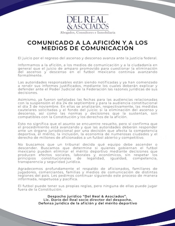 Darío del Real reveló fecha de las audiencias para el análisis del ascenso y descenso