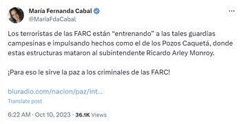 María Fernanda Cabal criticó proceso