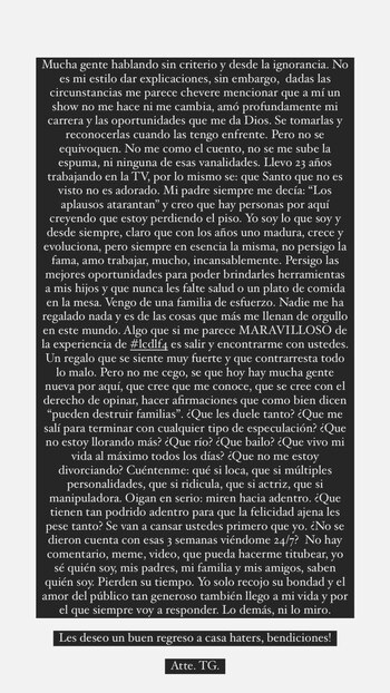 Comunicado de Thali García en redes sociales
(Foto: X)