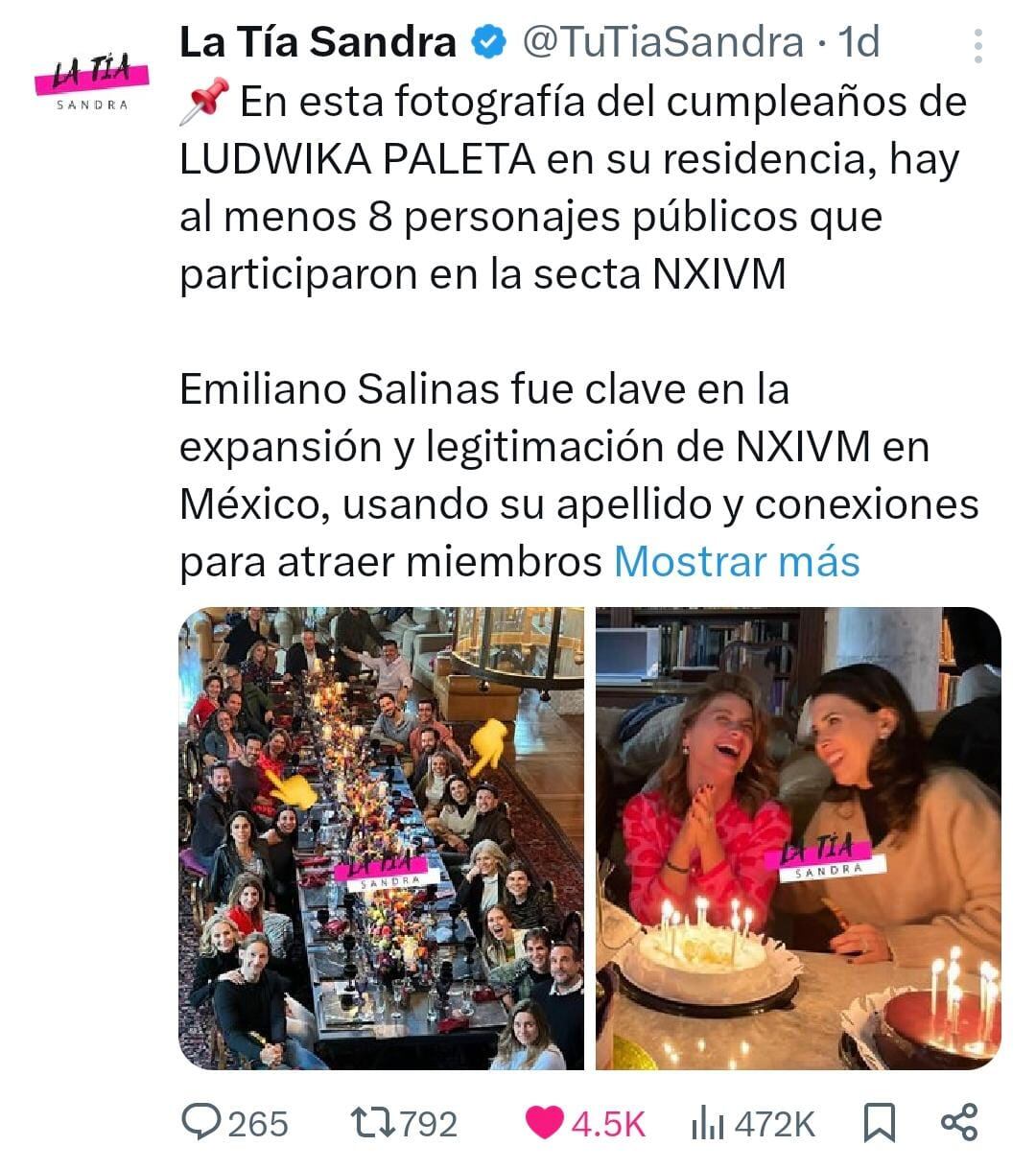 En X surgieron fotografías de Dalilah Polanco con personajes vinculados a Nxivm. (Captura de pantalla, X)