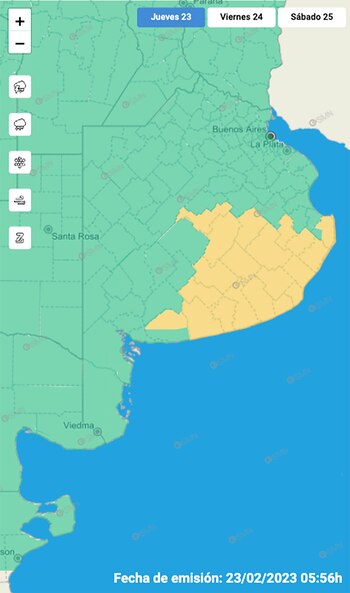 Alerta amarilla en la provincia