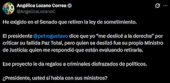 Angélica Lozano cuestiona la coordinación
