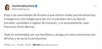 Xóchitl Gálvez pide a las