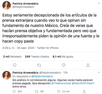 La empresaria criticó el artículo