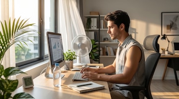 PC - escritorio - luz - aire - comodidad - tecnología - 22 de octubre