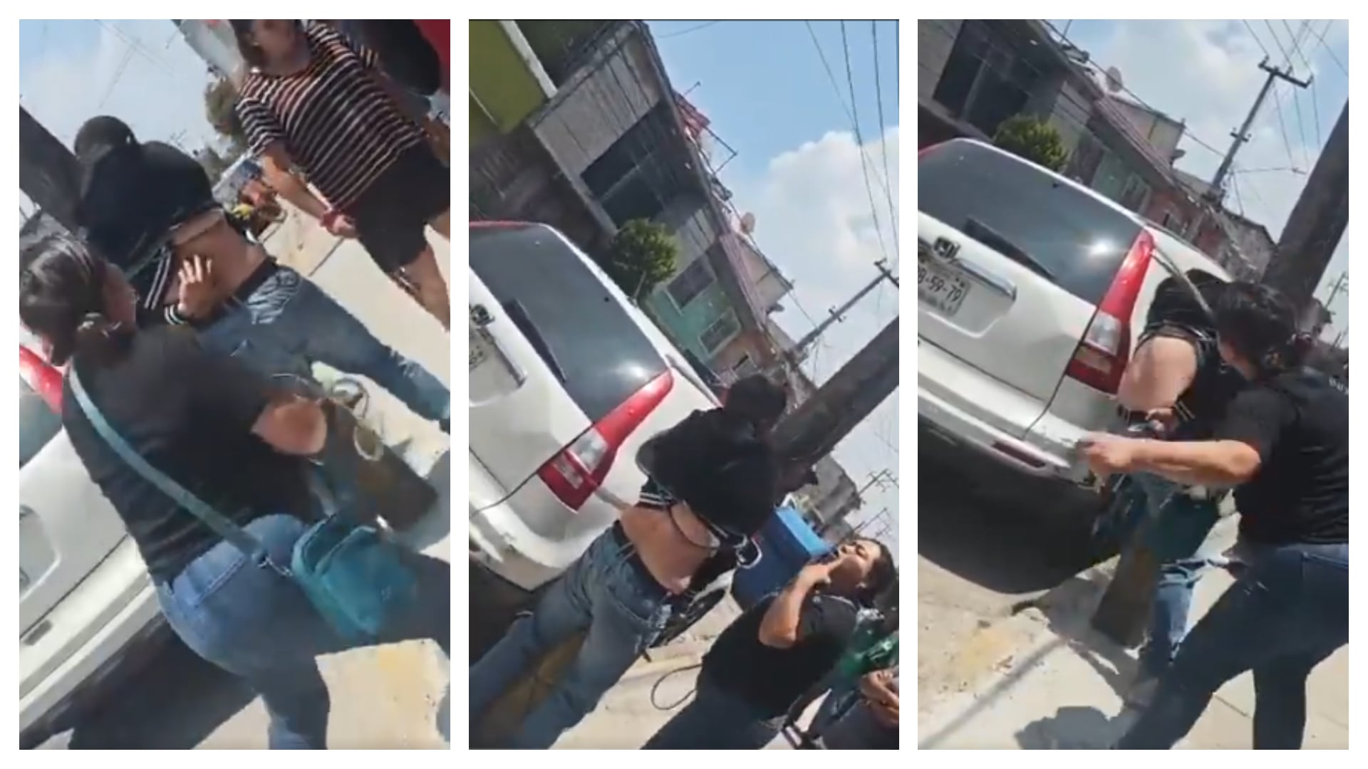 Un joven habría robado una bocina de una purificadora de agua y cuando le avisaron a su mamá lo amarró al poste y frente a todos lo tundió a cinturonazos que hasta los espectadores abogaron por él Foto: Captura de pantalla video @MrElDiablo8