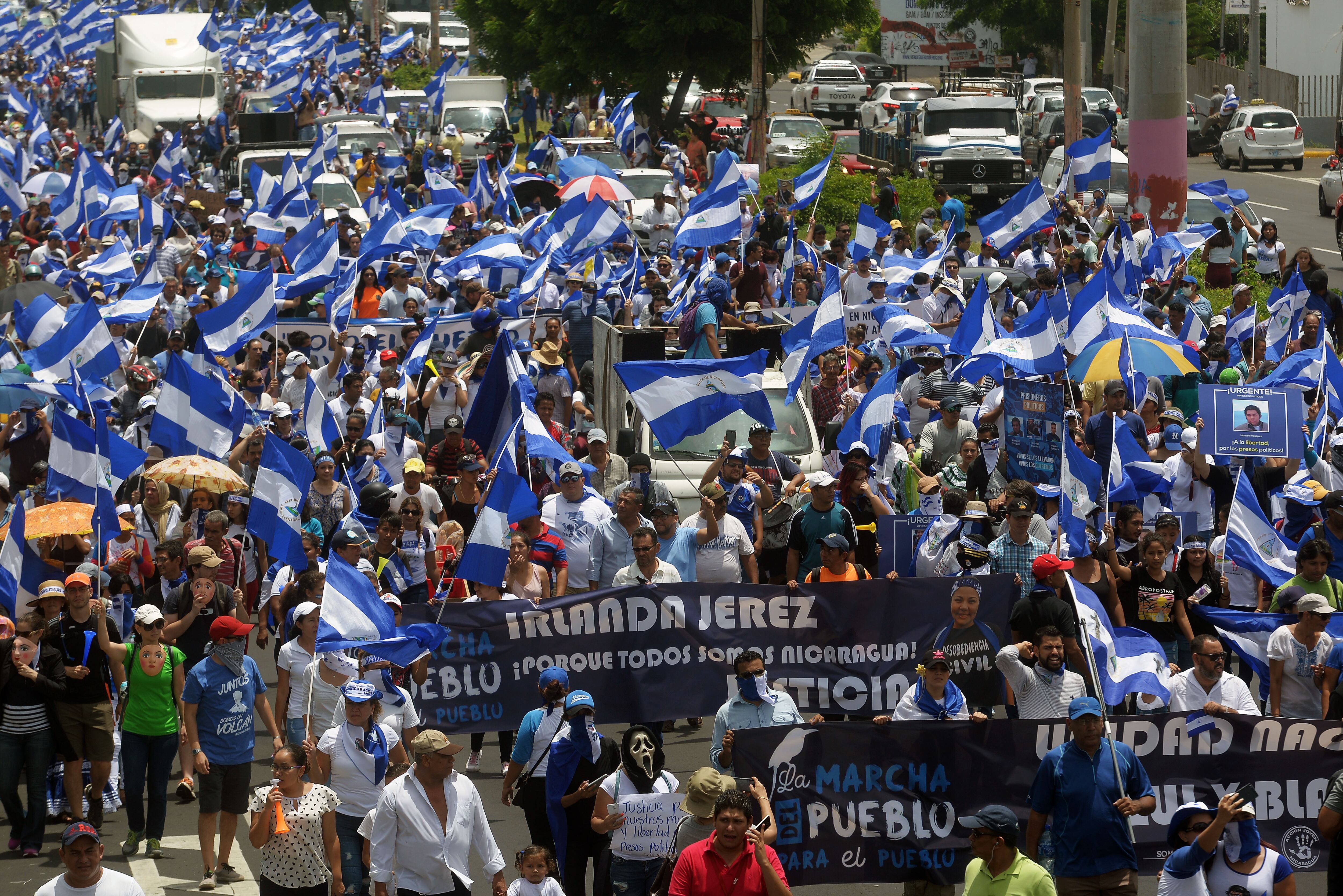 En 2018, Nicaragua vivió multitudinarias marchas de protesta que pedían la renuncia de Ortega. AFP PHOTO / MARVIN RECINOS